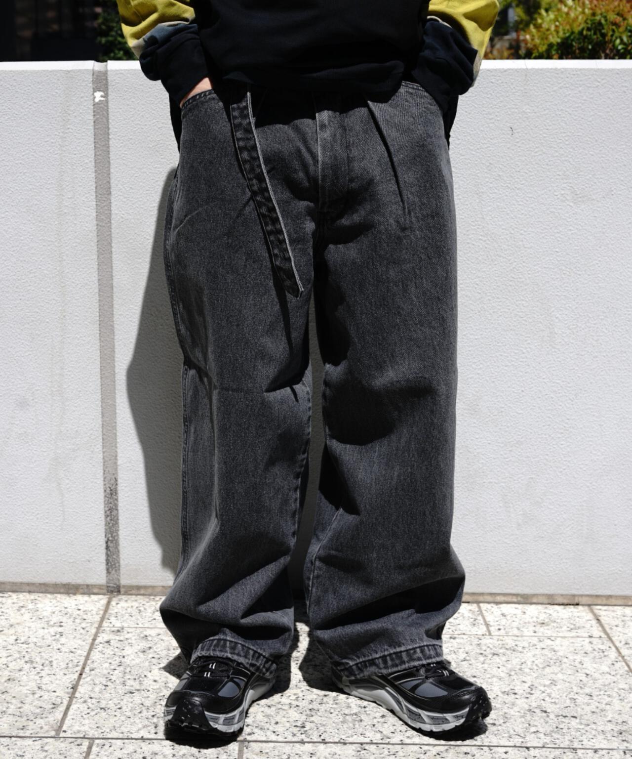 B omnivore/ビーオムニボー DENIM BELT LOOSE PANTS