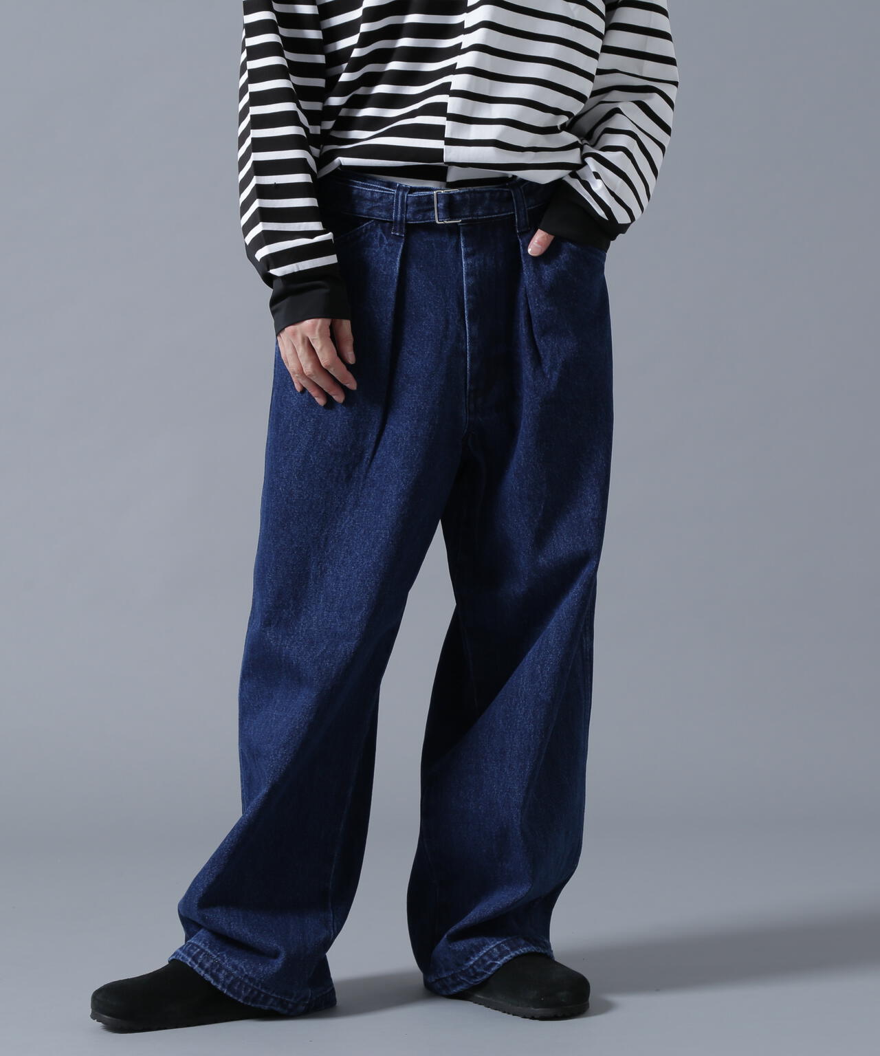 B omnivore/ビーオムニボー DENIM BELT LOOSE PANTS