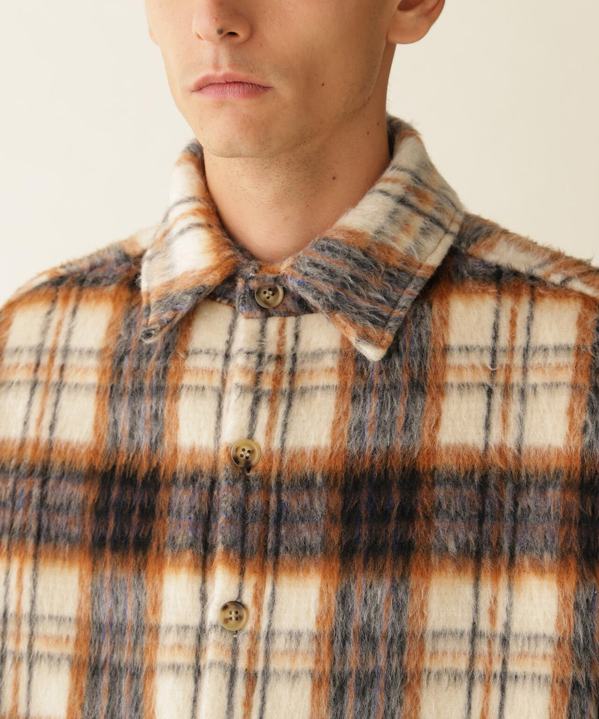 B omnivore/ビーオムニボー SHAGGY SHIRT CHECK シャギーシャツチェック