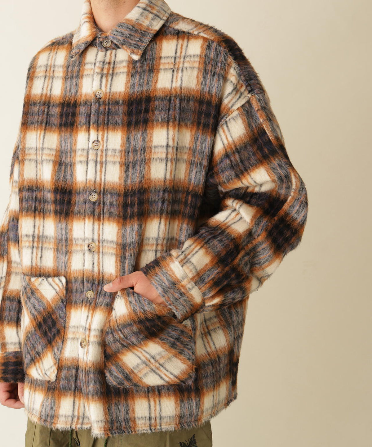 B omnivore/ビーオムニボー SHAGGY SHIRT CHECK シャギーシャツチェック