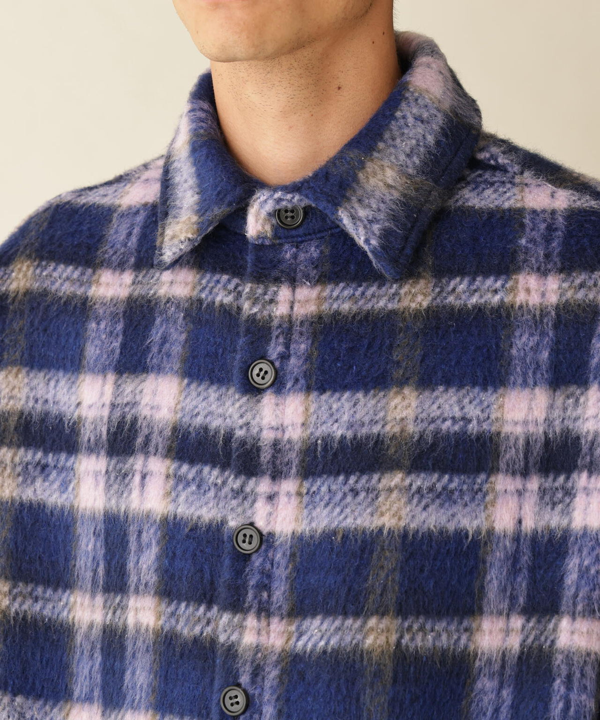 B omnivore/ビーオムニボー SHAGGY SHIRT CHECK シャギーシャツチェック