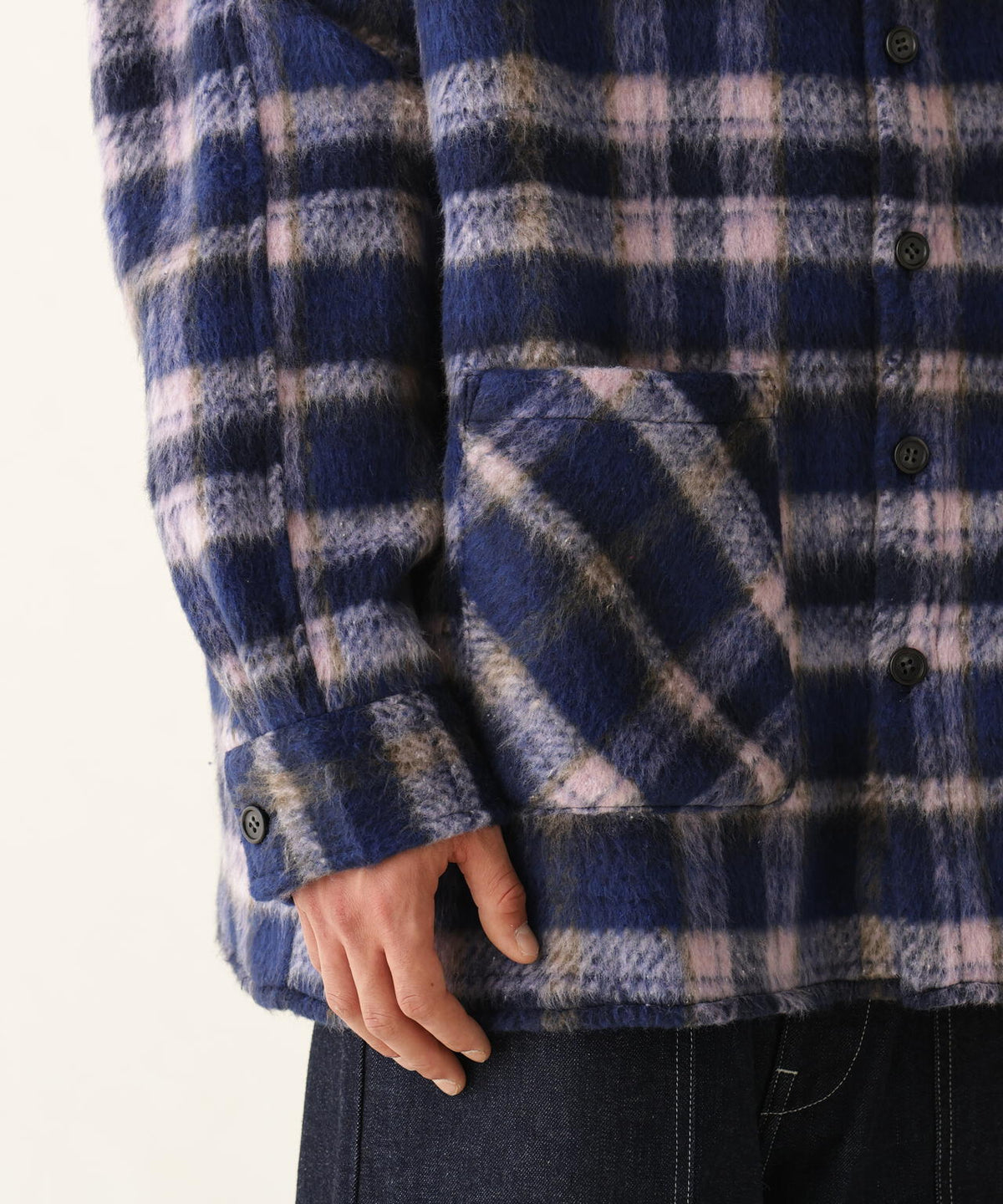 B omnivore/ビーオムニボー SHAGGY SHIRT CHECK シャギーシャツチェック