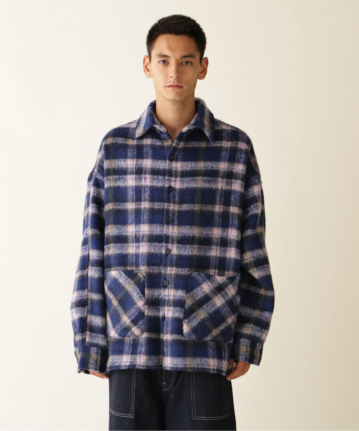 B omnivore/ビーオムニボー SHAGGY SHIRT CHECK シャギーシャツチェック