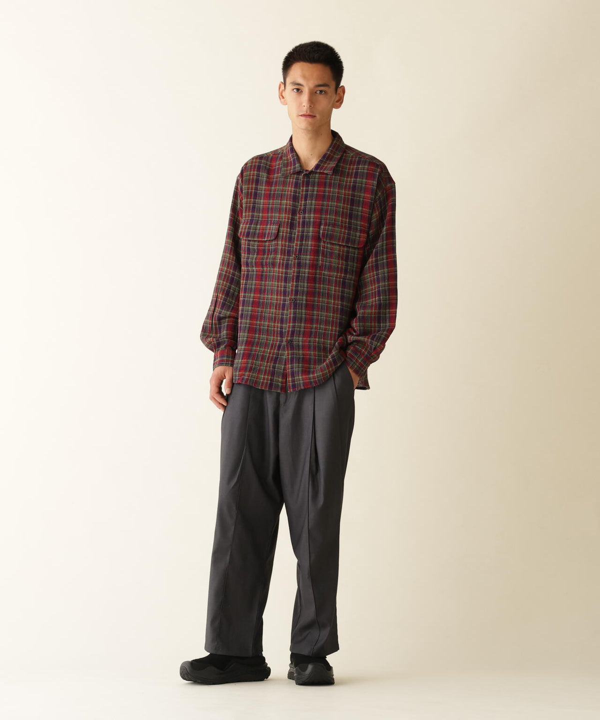B omnivore/ビーオムニボー PLAID PATTERN SHIRT