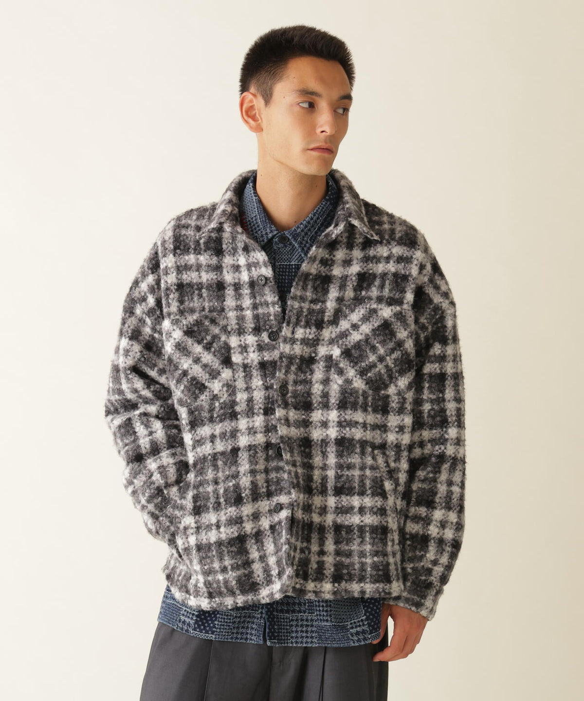 B omnivore/ビーオムニボー BOUCLE SHIRT ブークレシャツ