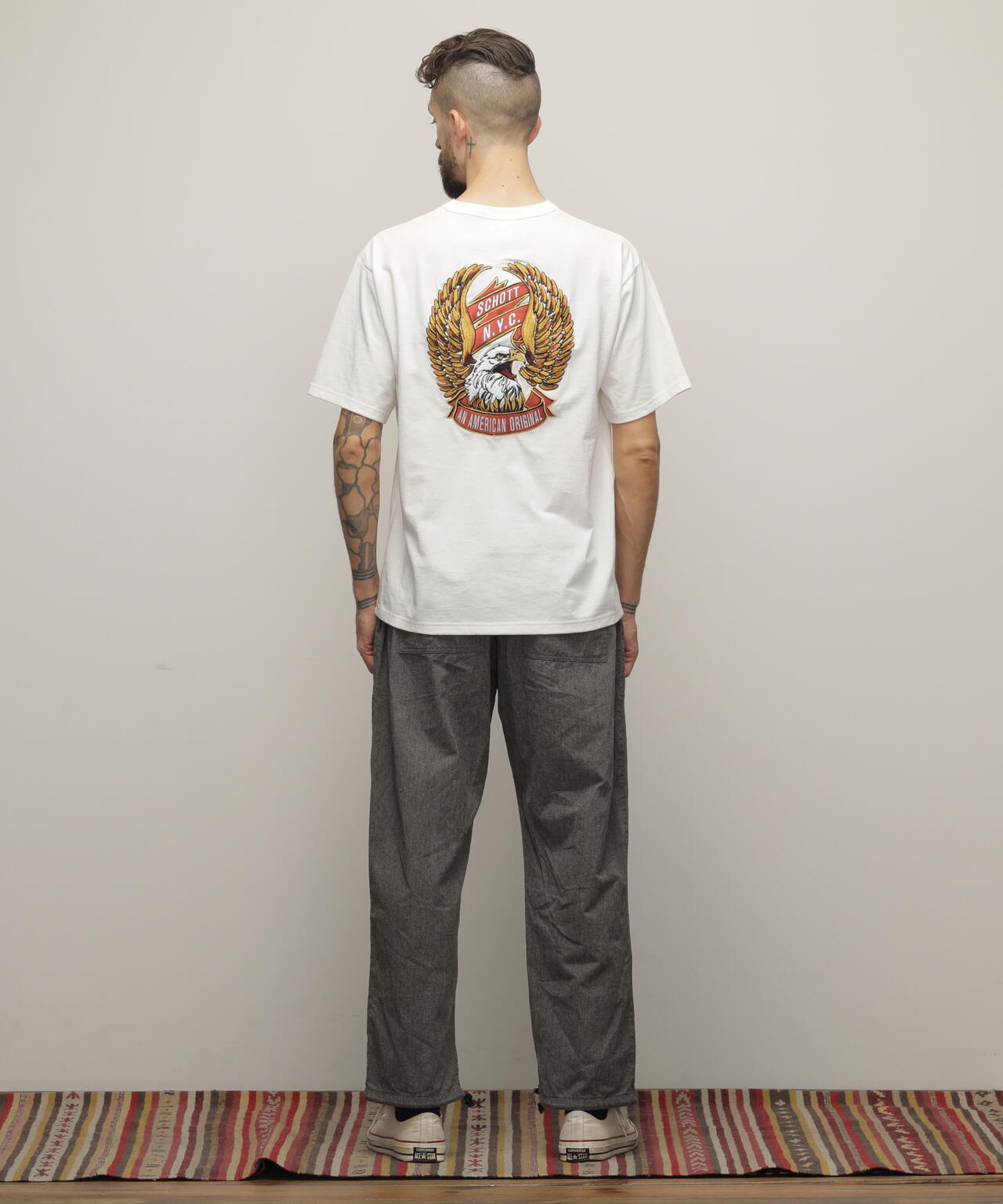 T-SHIRT "EAGLE AND RIBBON EMB"/刺繍Tシャツ "イーグル アンド リボン"