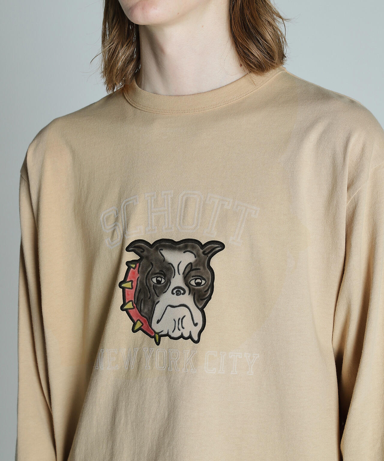 COLOR FLOCKY BULLDOG LS T-SHIRT/カラーフロッキー ブルドッグ LS Tシャツ