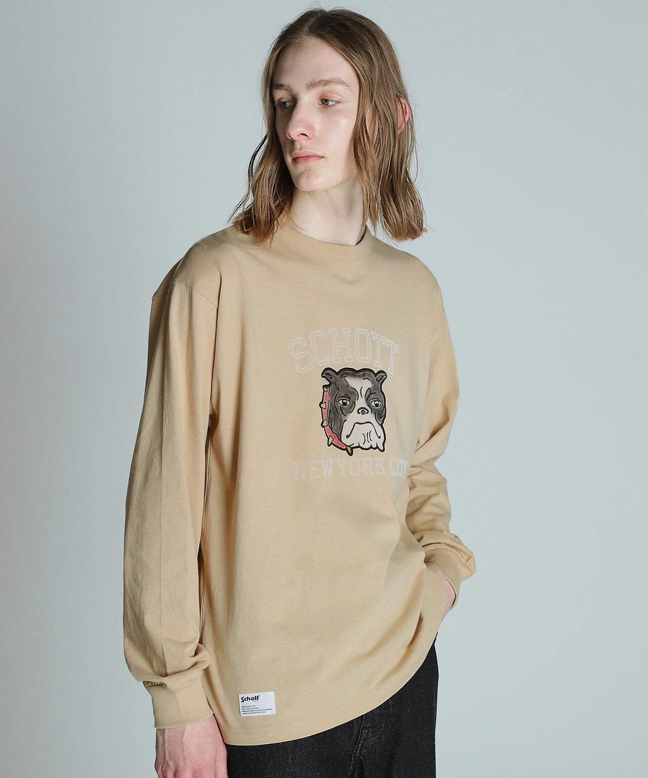 COLOR FLOCKY BULLDOG LS T-SHIRT/カラーフロッキー ブルドッグ LS Tシャツ