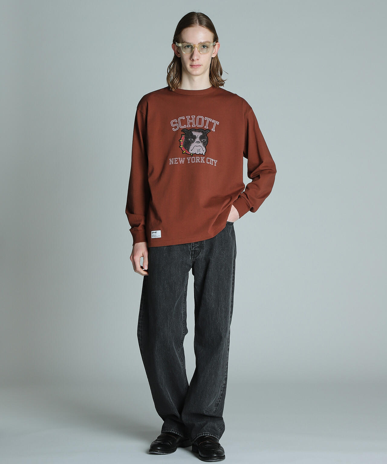 COLOR FLOCKY BULLDOG LS T-SHIRT/カラーフロッキー ブルドッグ LS Tシャツ