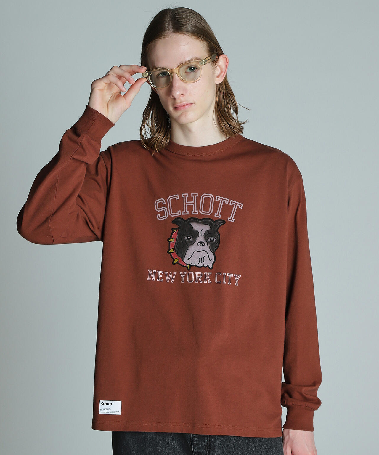COLOR FLOCKY BULLDOG LS T-SHIRT/カラーフロッキー ブルドッグ LS Tシャツ