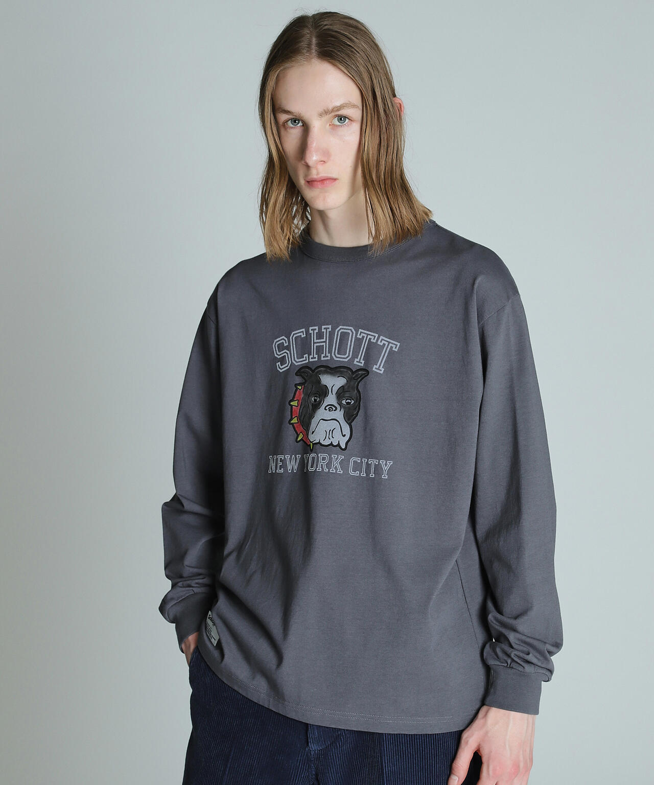 COLOR FLOCKY BULLDOG LS T-SHIRT/カラーフロッキー ブルドッグ LS Tシャツ