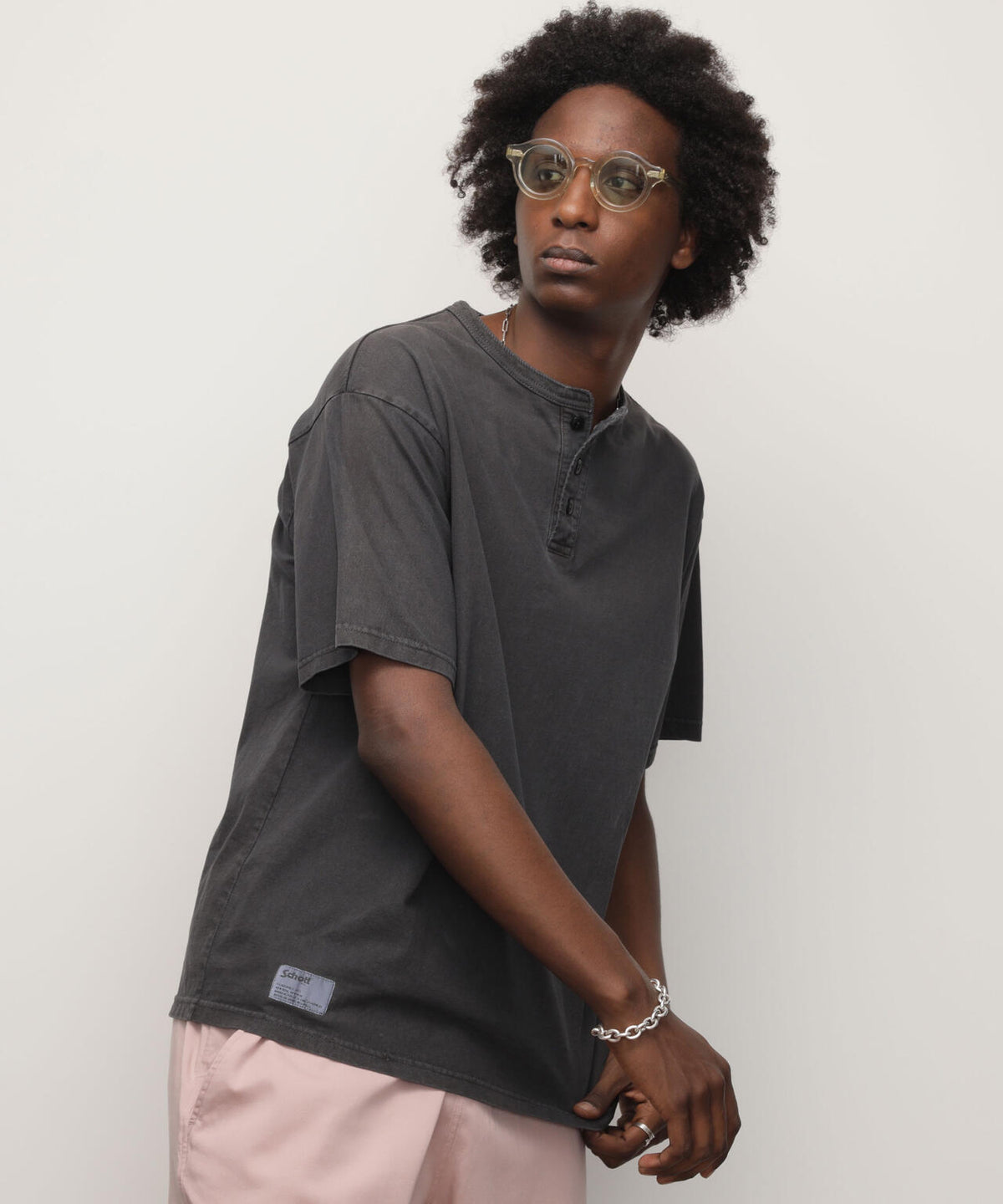 PIGMENT O/D SS HENLEY NECK T-SHIRT/ピグメント オーバーダイ ヘンリーネック Tシャツ