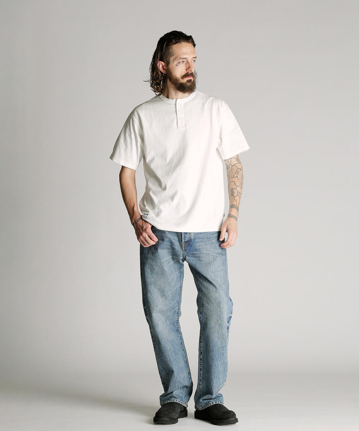 PIGMENT O/D SS HENLEY NECK T-SHIRT/ピグメント オーバーダイ ヘンリーネック Tシャツ