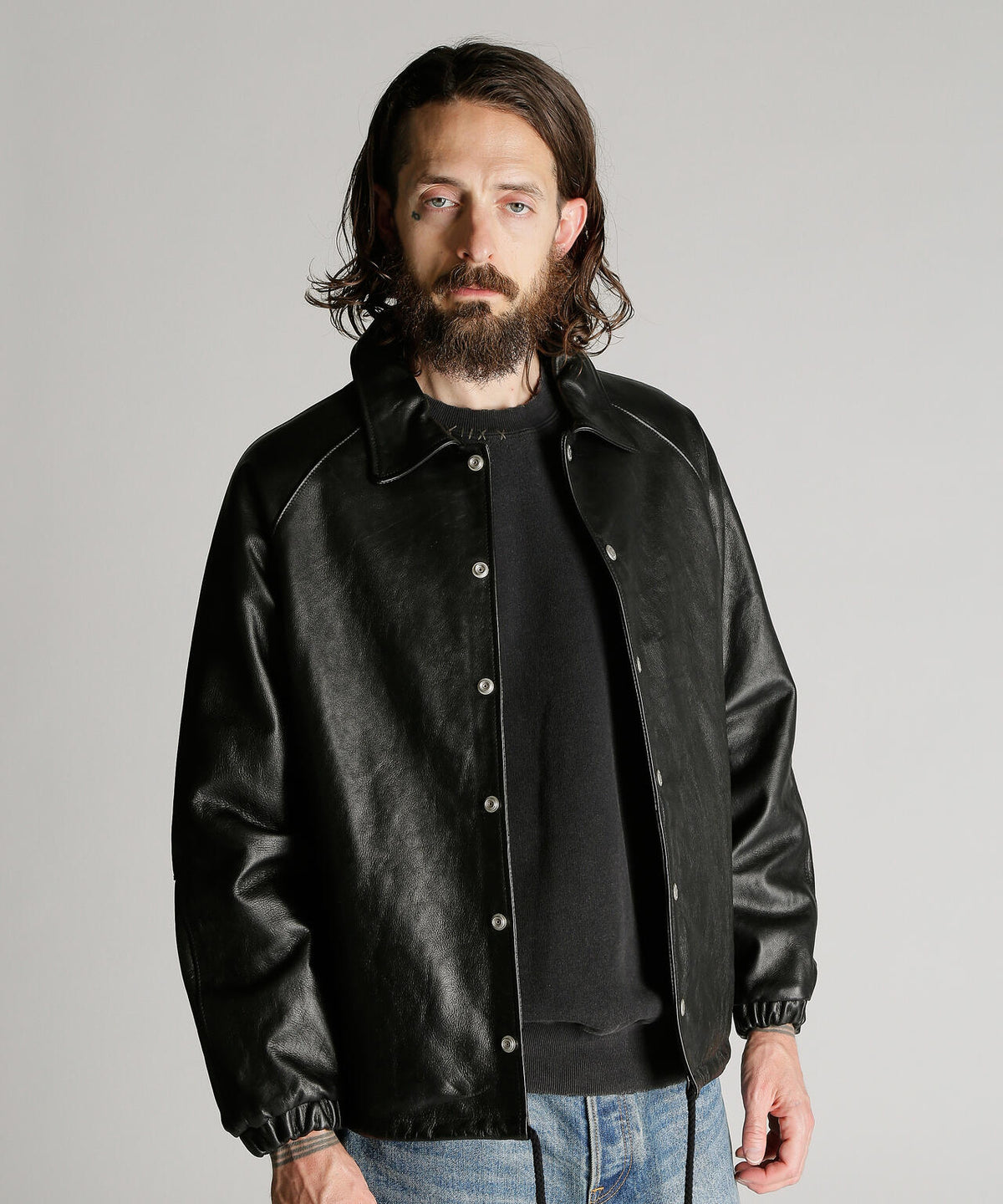 LEATHER COACH JACKET/レザーコーチジャケット