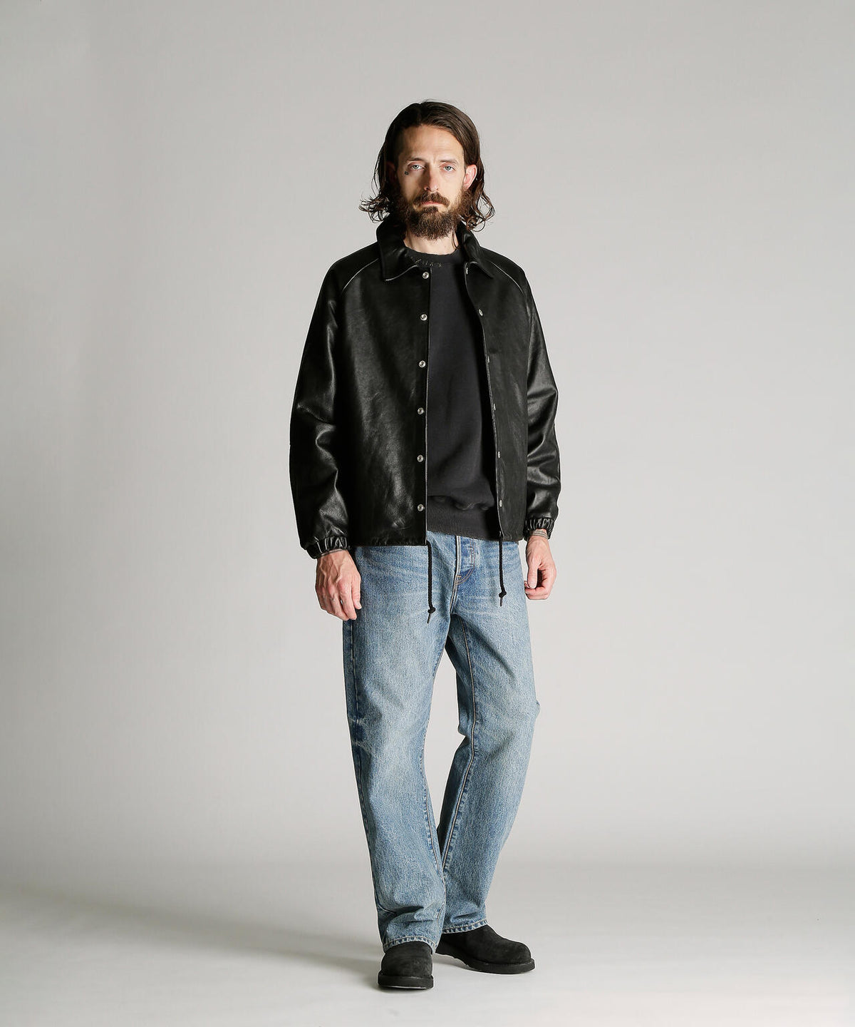 LEATHER COACH JACKET/レザーコーチジャケット
