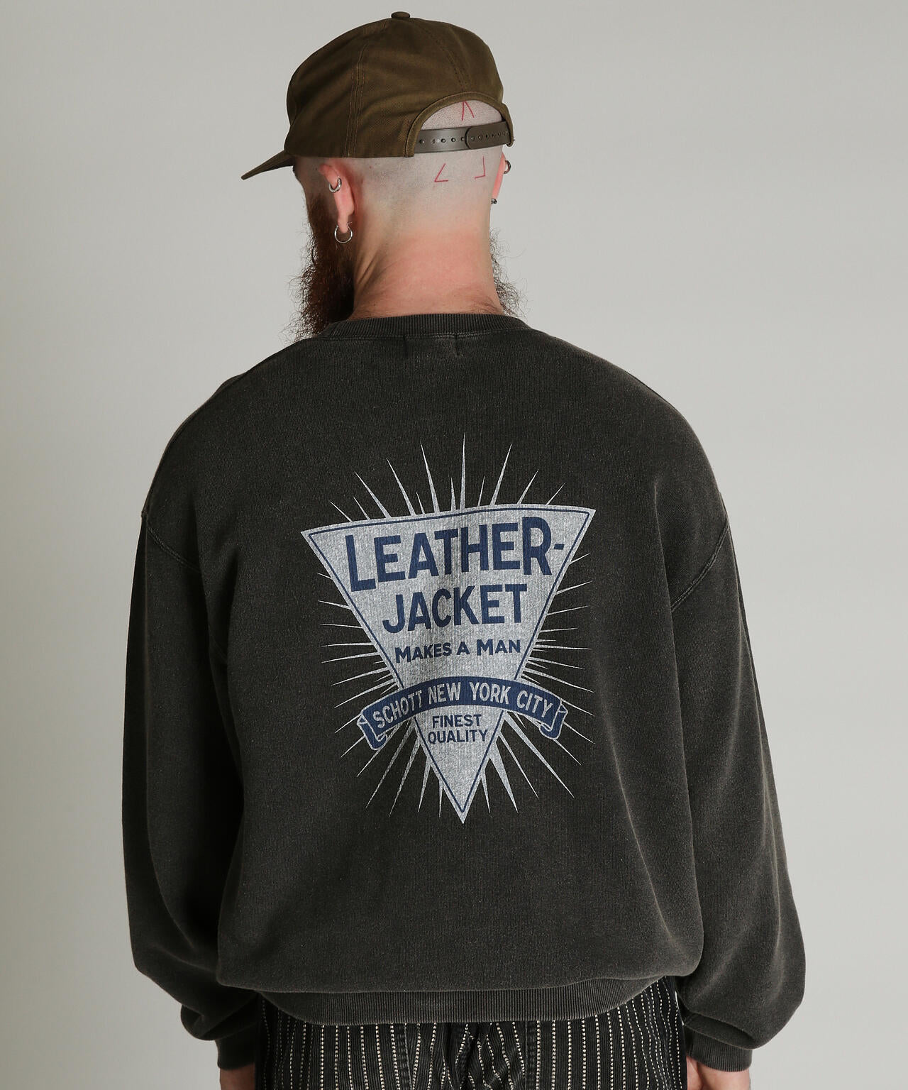 CREW SWEAT LEATHER JACKET MAKES A MAN/クルー スウェット レザー ジャケット メイクスアマン