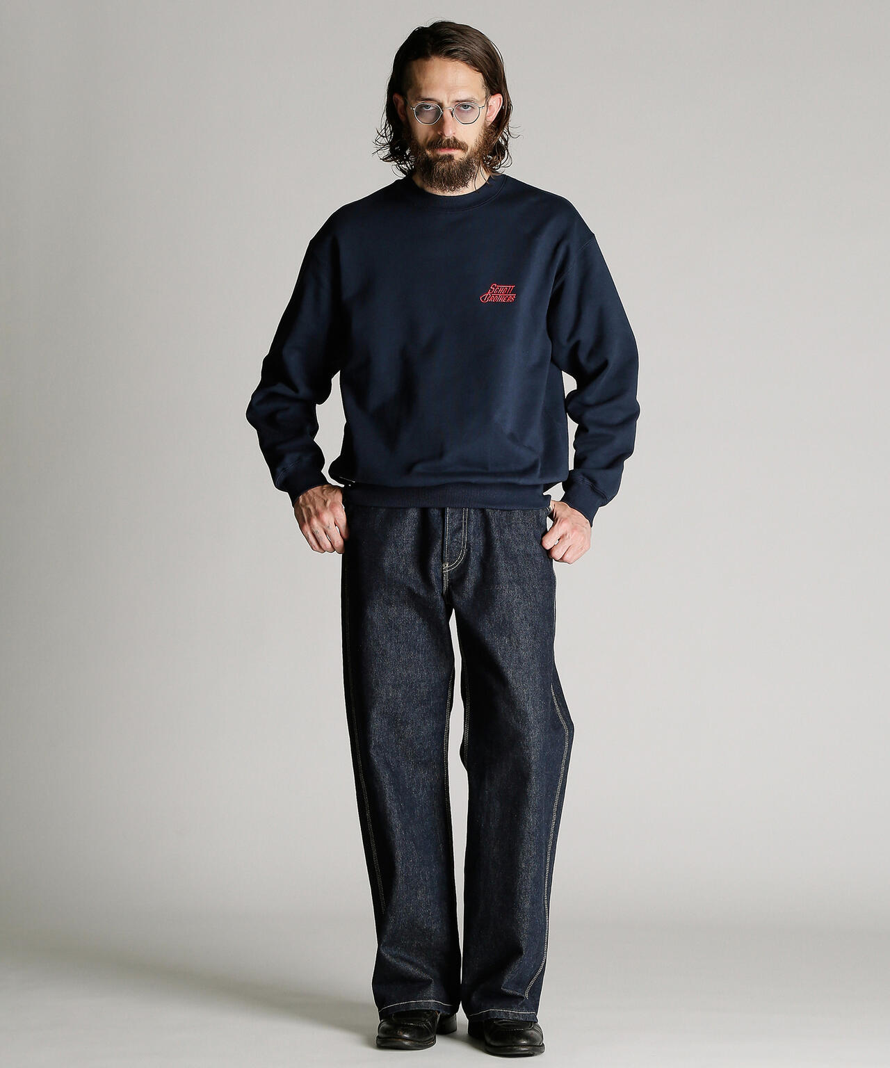 CREW SWEAT H.LOGO Schott BROS. EMB./クルー 刺繍スウェット ハート ロゴ ショット ブラザーズ
