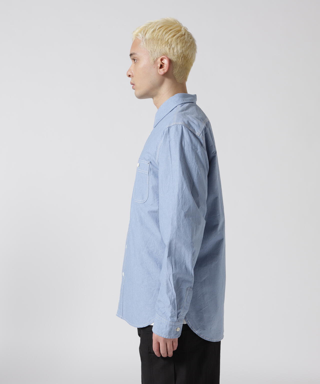 《DAILY/デイリー》BASIC CHAMBRAY LONG SLEEVE SHIRT / 長袖 ベーシック シャンブレー シャツ /