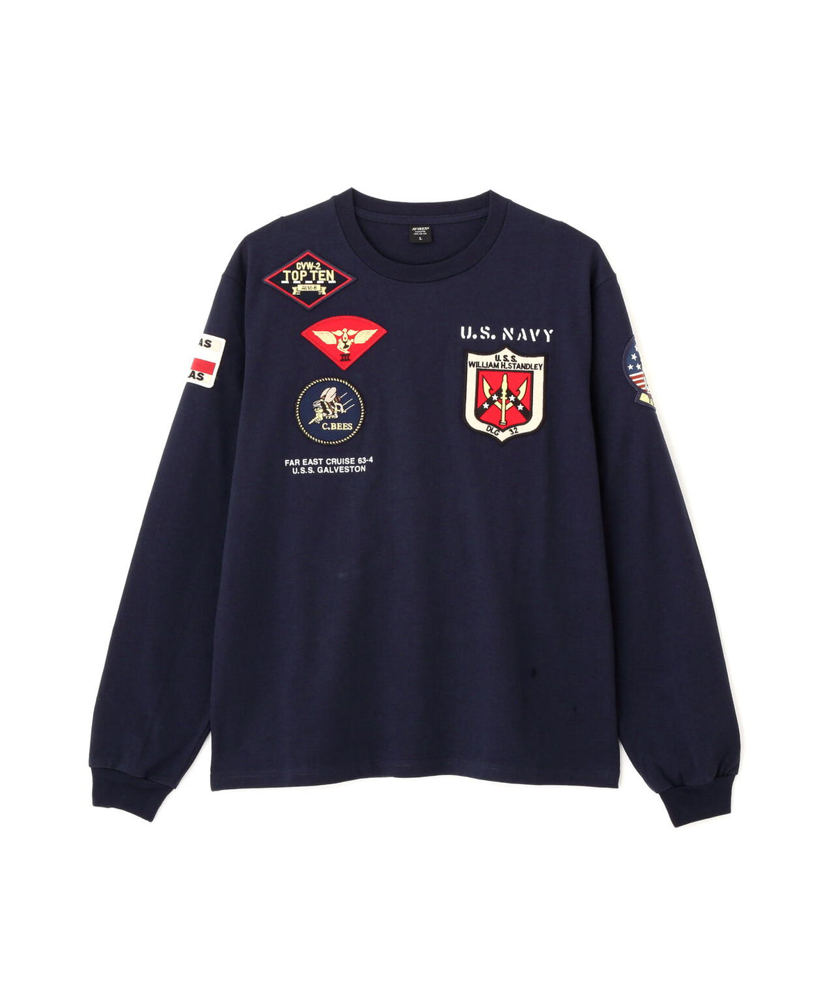 《WEB&DEPOT限定》TOP GUN PATCHED L/S T-SHIRT / トップガン パッチド 長袖 Tシャツ / AVIREX