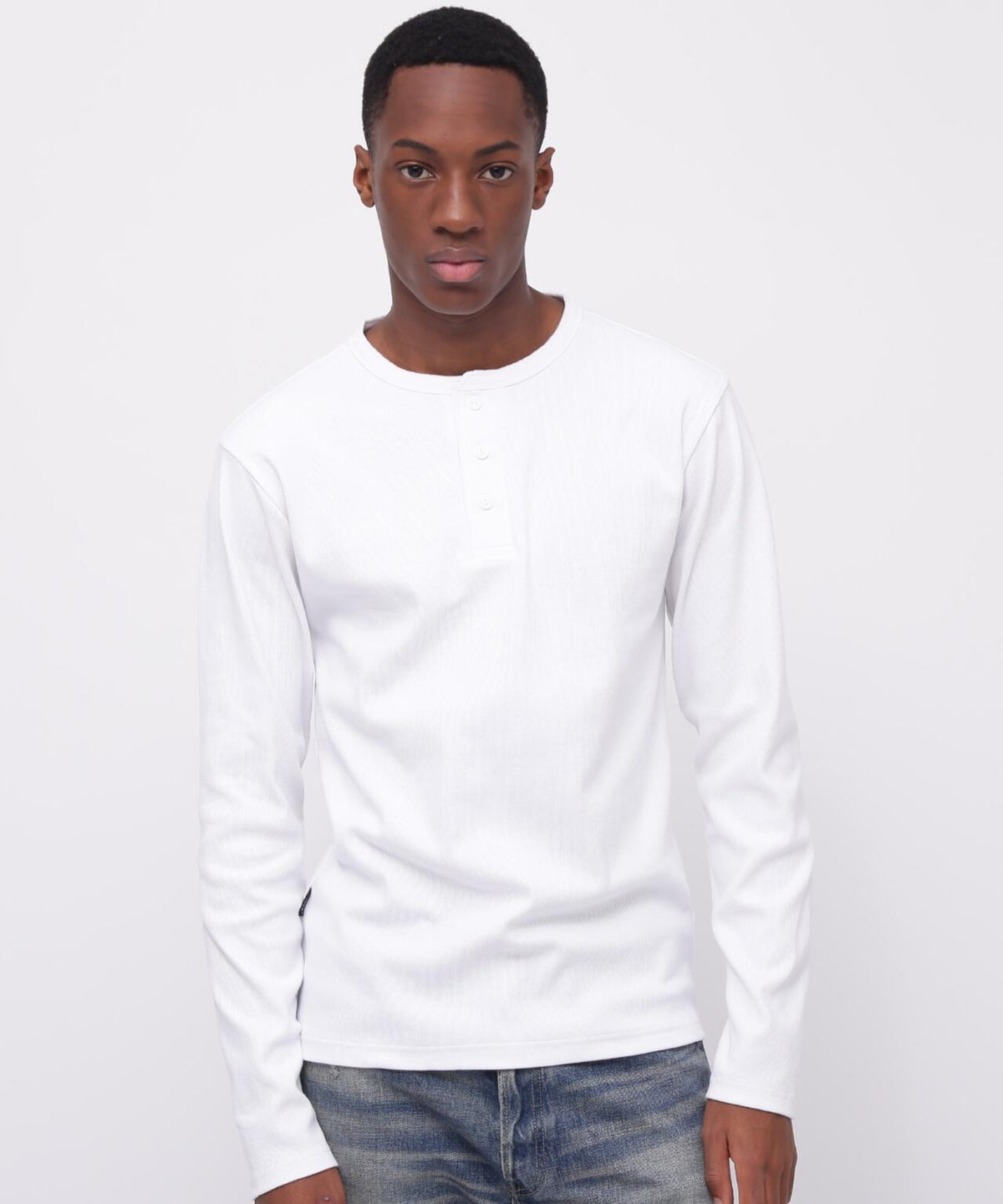 《DAILY/デイリー》RIB L/S HENLEY NECK T-SHIRT