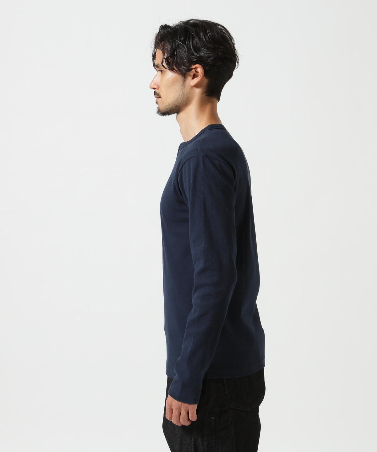 《DAILY/デイリー》RIB L/S HENLEY NECK T-SHIRT