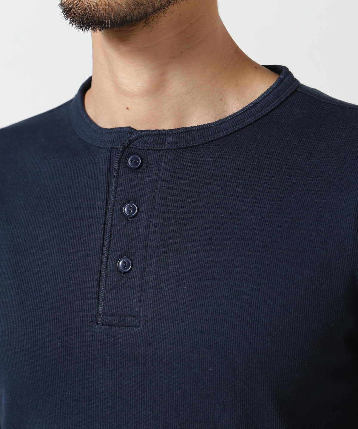 《DAILY/デイリー》RIB L/S HENLEY NECK T-SHIRT