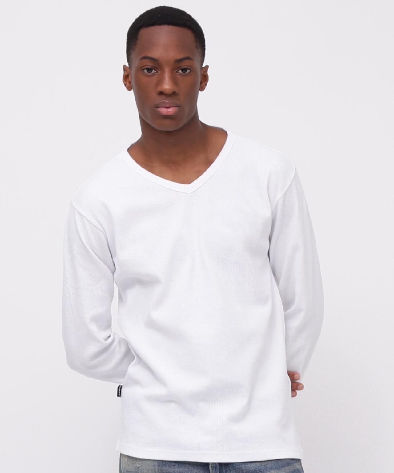 《DAILY/デイリー》MINI WAFFLE V NECK T-SHIRT/ミニワッフル 長袖 Vネック Tシャツ