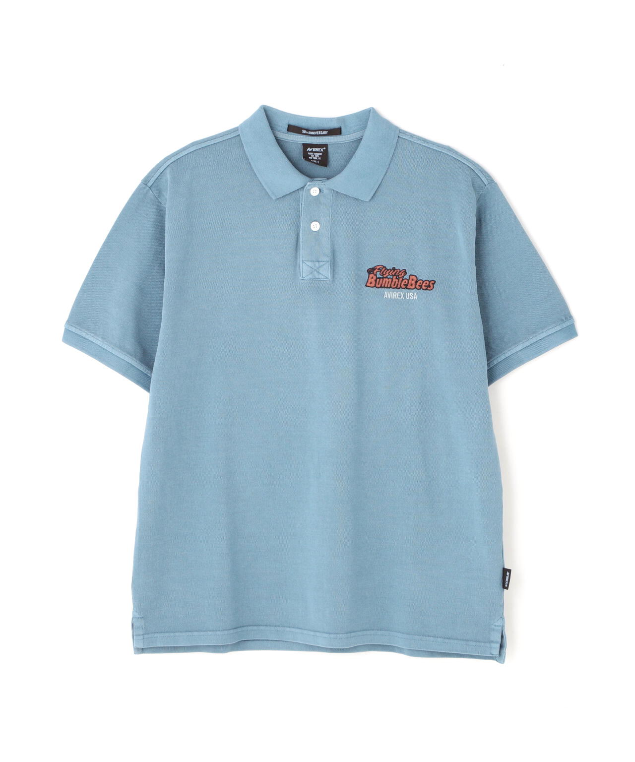 《直営店限定》FADE WASH EMB POLO "BUMBLE BEE" / フェイドウォッシュ 刺繍ポロ / AVIREX