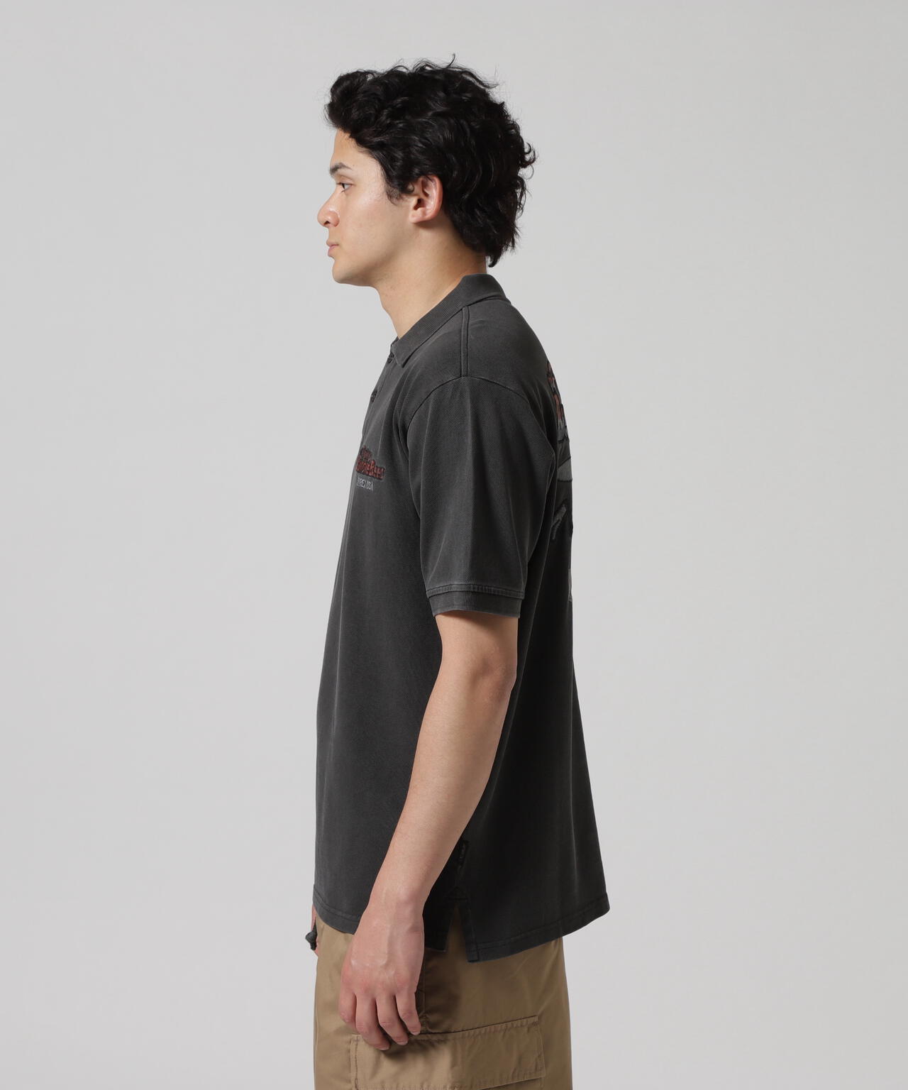 《直営店限定》FADE WASH EMB POLO "BUMBLE BEE" / フェイドウォッシュ 刺繍ポロ / AVIREX