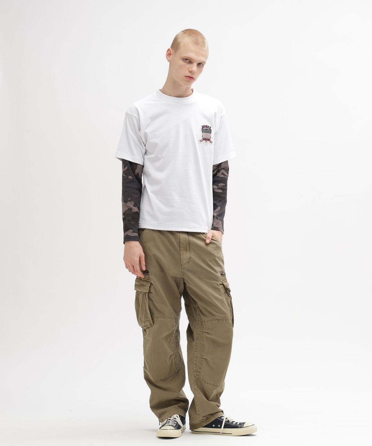 《DAILY/デイリー》 RIB LONG SLEEVE CREW NECK T-SHIRT ”CAMOUFLAGE”