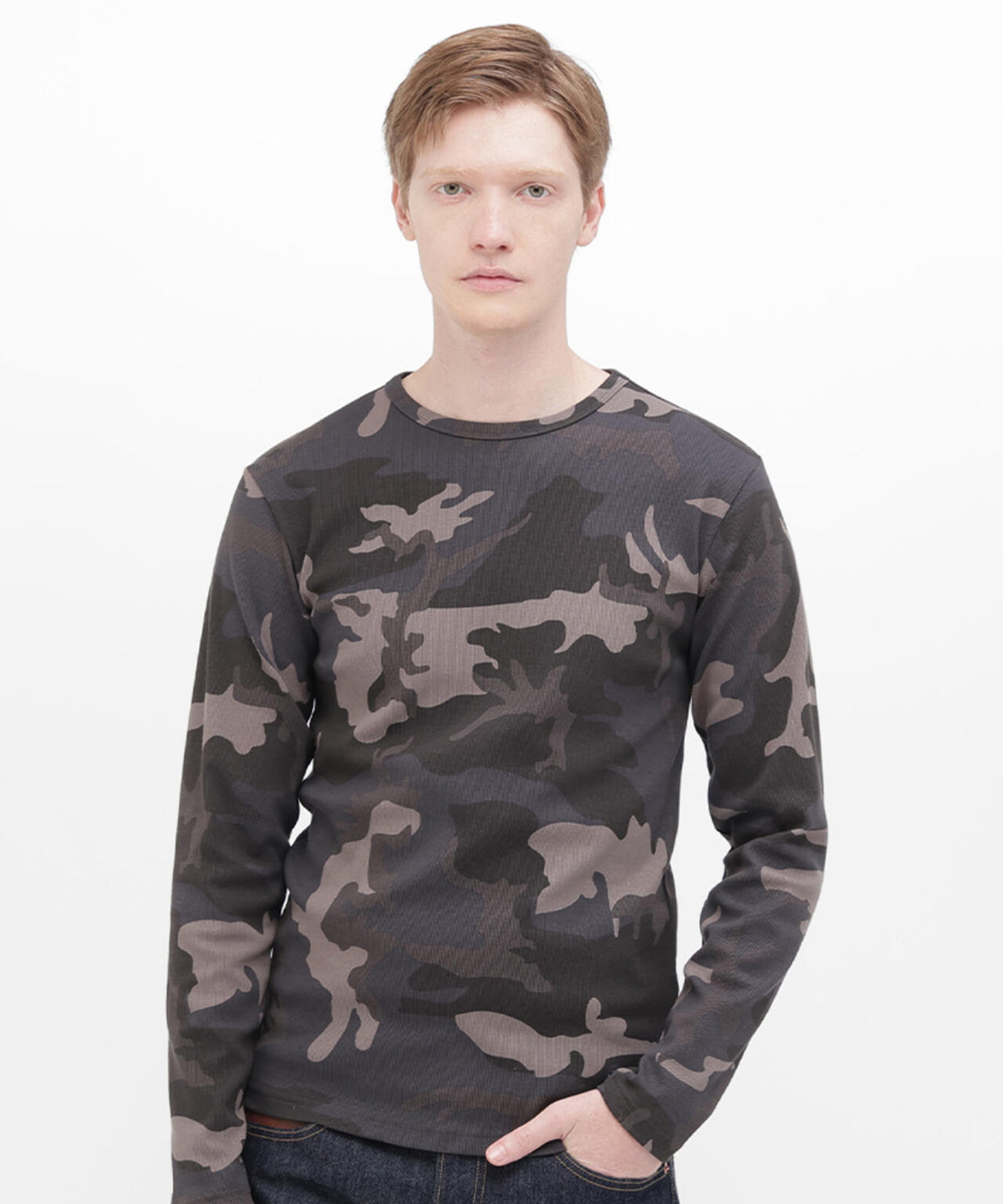《DAILY/デイリー》 RIB LONG SLEEVE CREW NECK T-SHIRT ”CAMOUFLAGE”