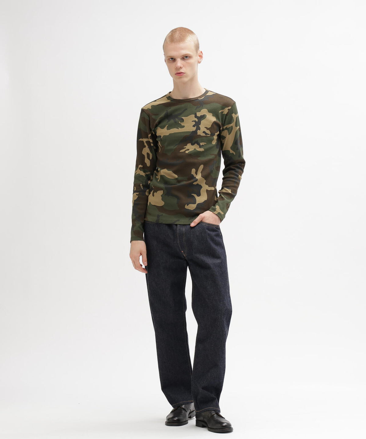 《DAILY/デイリー》 RIB LONG SLEEVE CREW NECK T-SHIRT ”CAMOUFLAGE”
