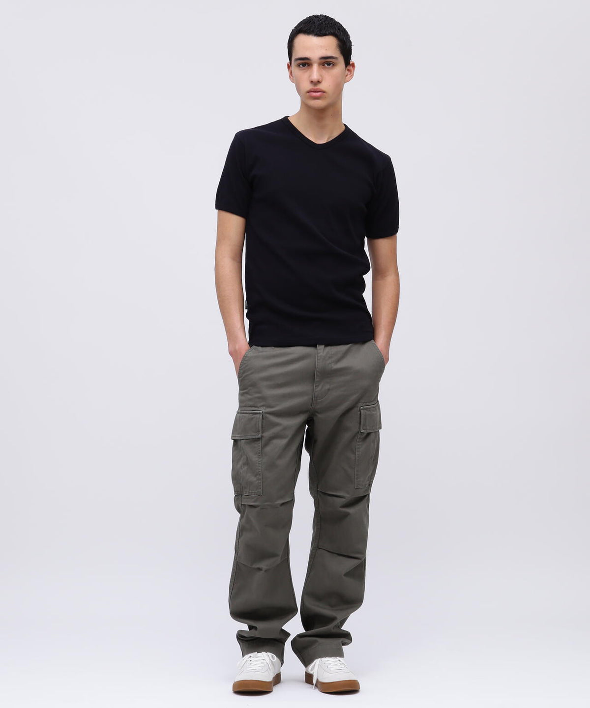 《DAILY/デイリー》RIB S/S V-NECK T-SHIRT/リブ 半袖 ブイネック Tシャツ デイリーウェア