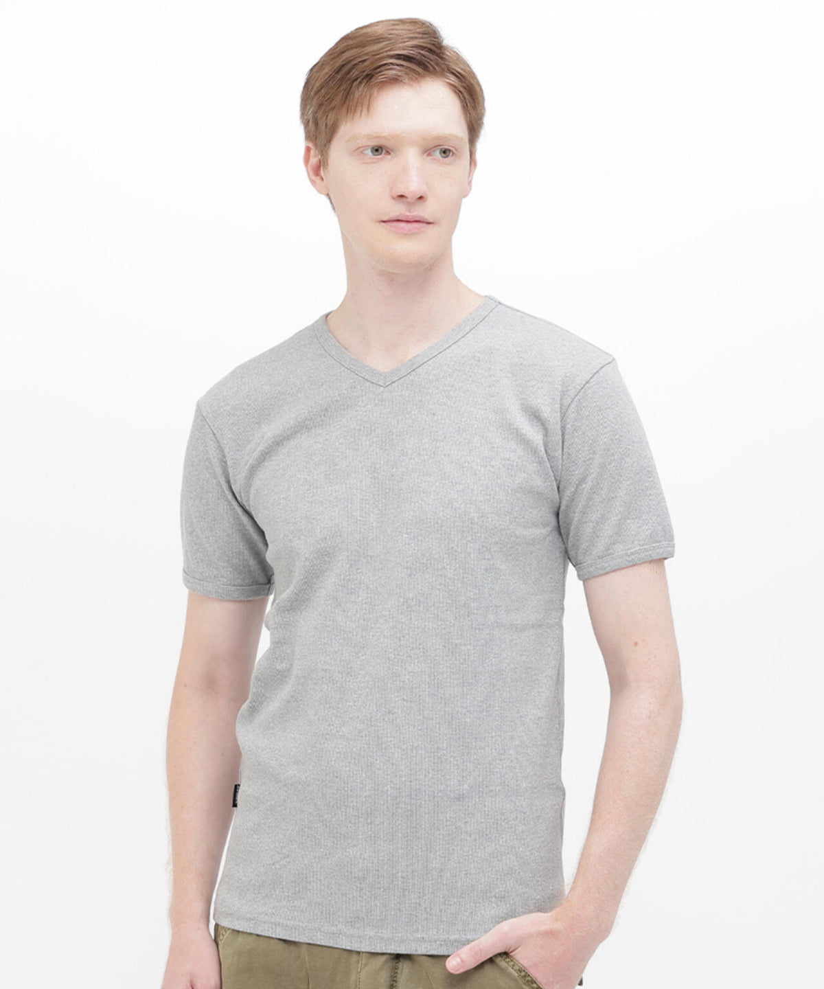 《DAILY/デイリー》RIB S/S V-NECK T-SHIRT/リブ 半袖 ブイネック Tシャツ デイリーウェア