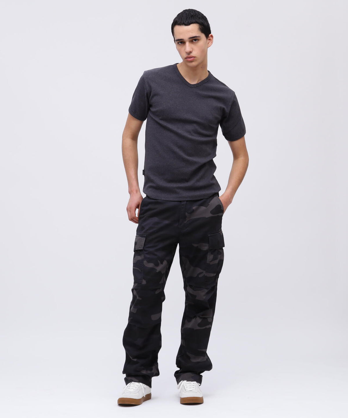 《DAILY/デイリー》RIB S/S V-NECK T-SHIRT/リブ 半袖 ブイネック Tシャツ デイリーウェア