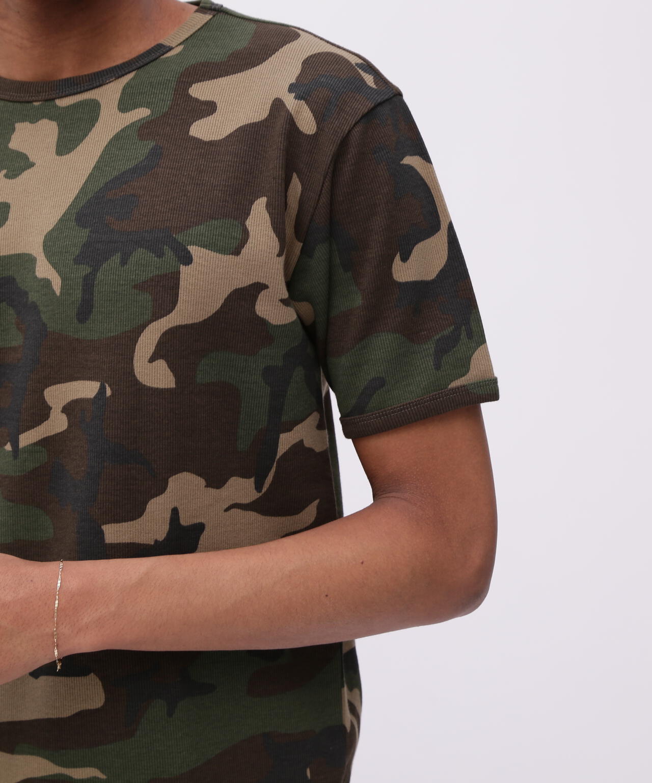《DAILY/デイリー》RIB SHORT SLEEVE CREW NECK T-SHIRT ”CAMOUFLAGE”