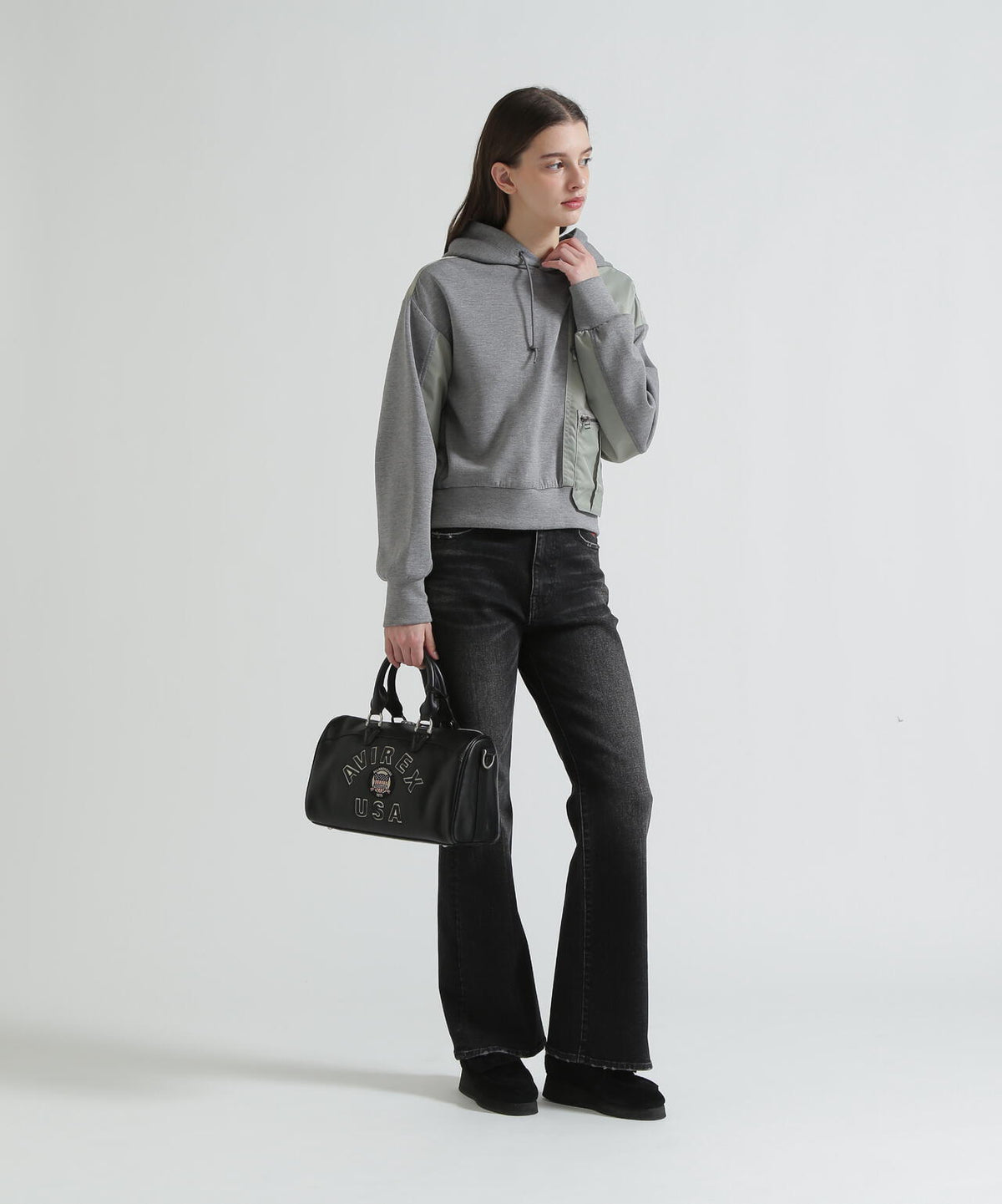 VARSITY LEATHER MINI DUFFLE BAG/バーシティーミニダッフルバッグ