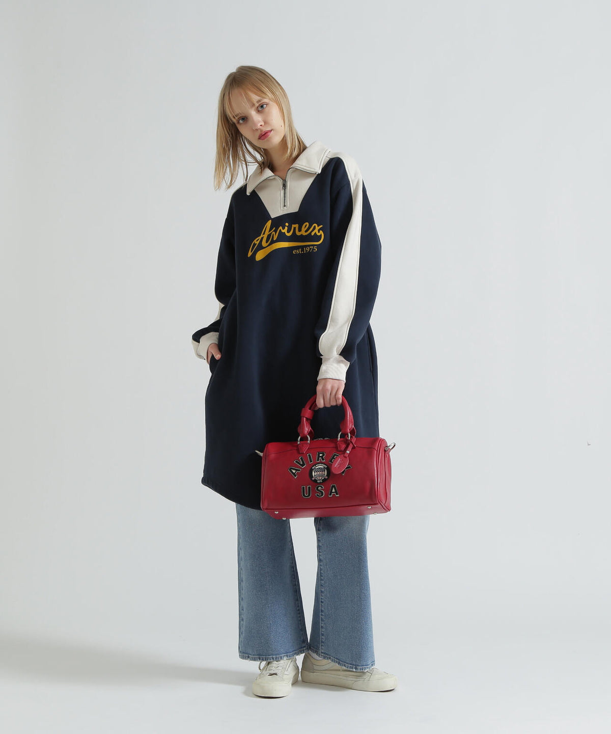 VARSITY LEATHER MINI DUFFLE BAG/バーシティーミニダッフルバッグ