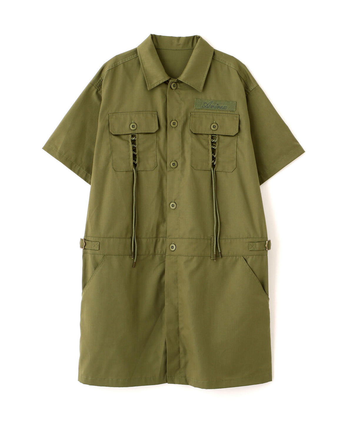 SHORT-SLEEVE MILITARY MINI SHIRT DRESS