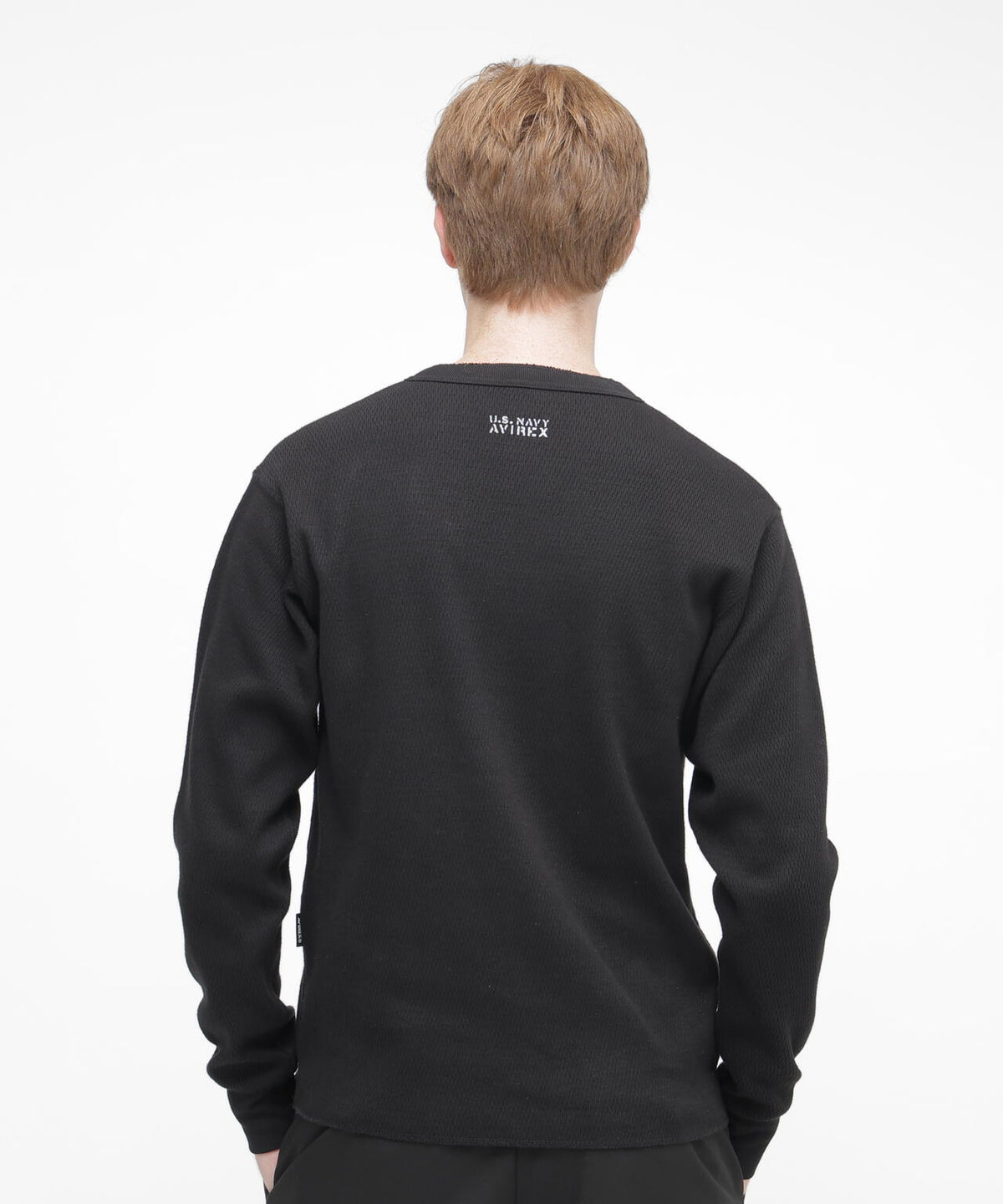 HONEYCOMB WAFFLE L/S HENLEY NECK T-SHIRT