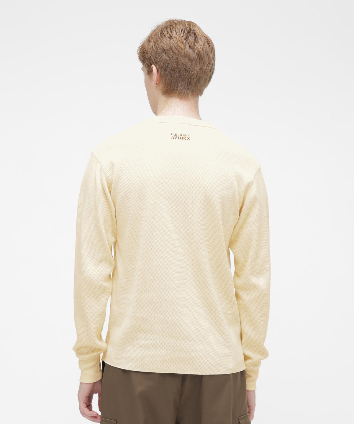 HONEYCOMB WAFFLE L/S HENLEY NECK T-SHIRT
