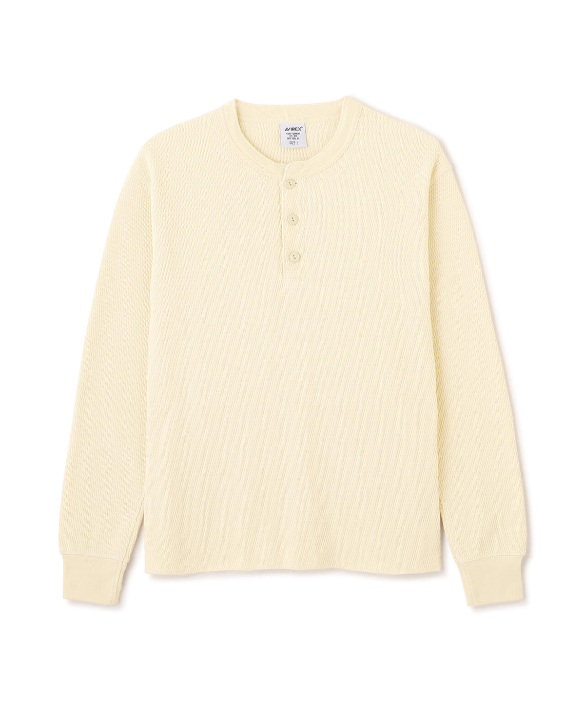HONEYCOMB WAFFLE L/S HENLEY NECK T-SHIRT
