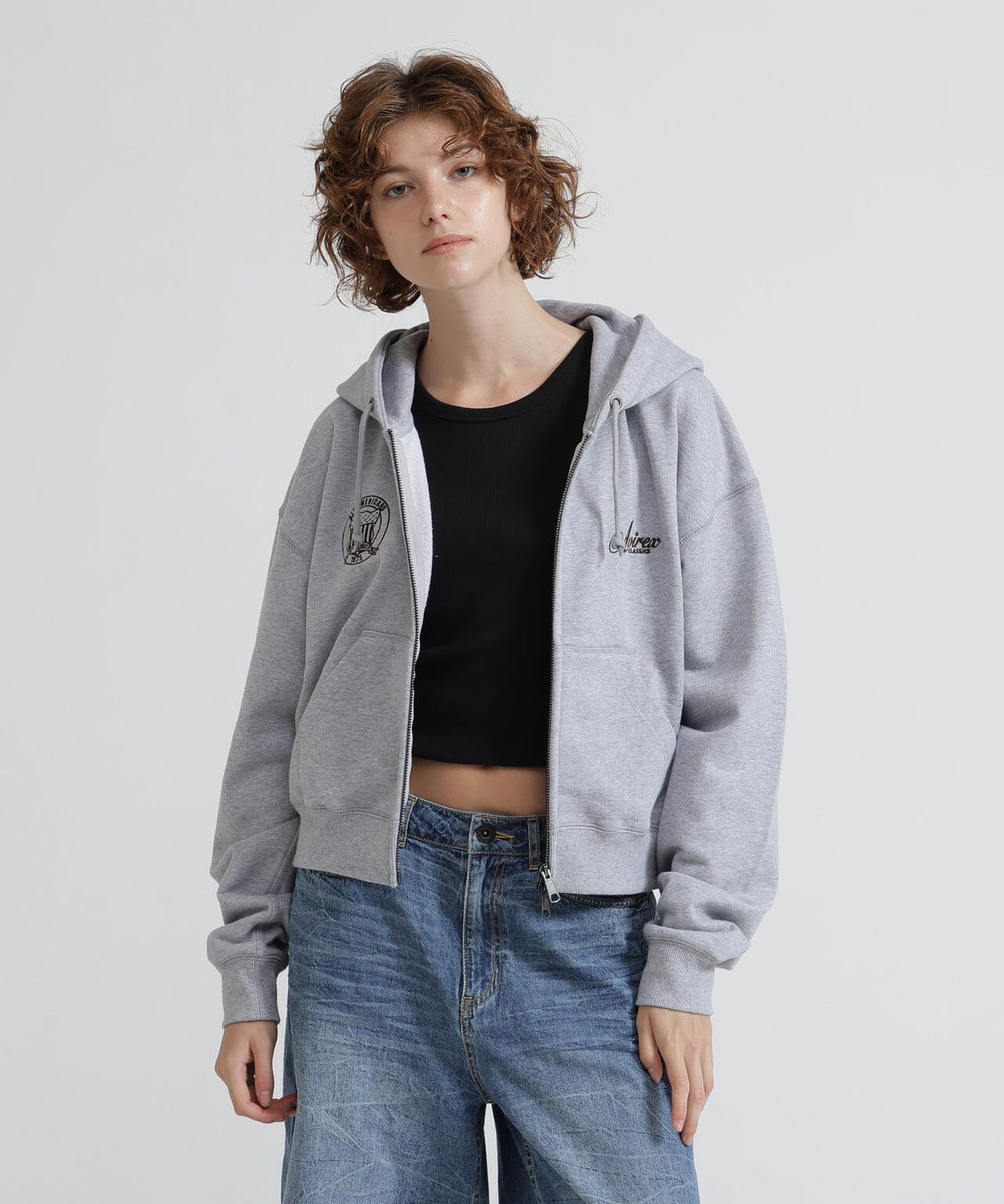 《WOMAN》STITCH EMBROIDERY LOGO ZIP PARKA