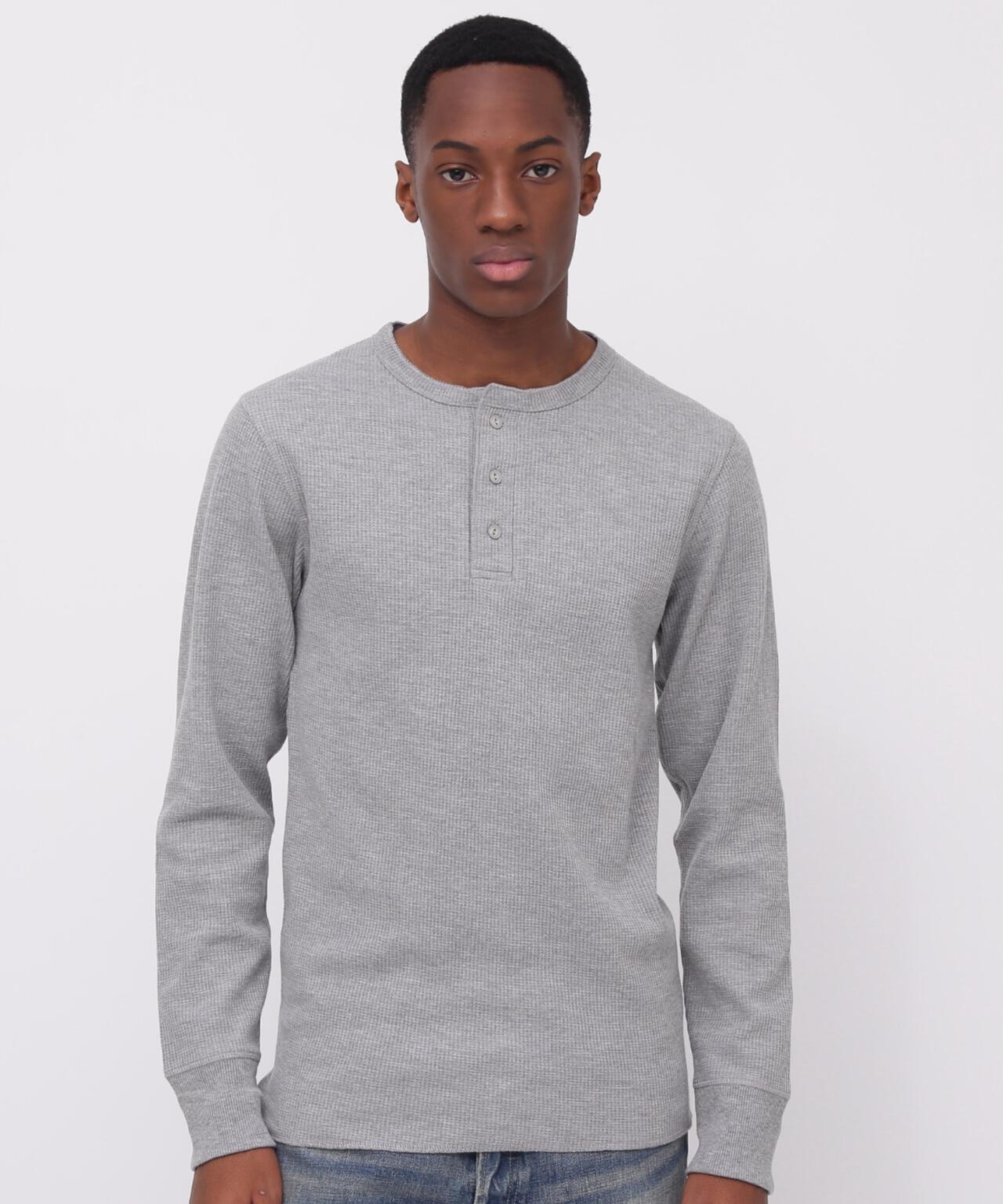 《DAILY/デイリー》L/S THERMAL HENLEY NECK T-SHIRT