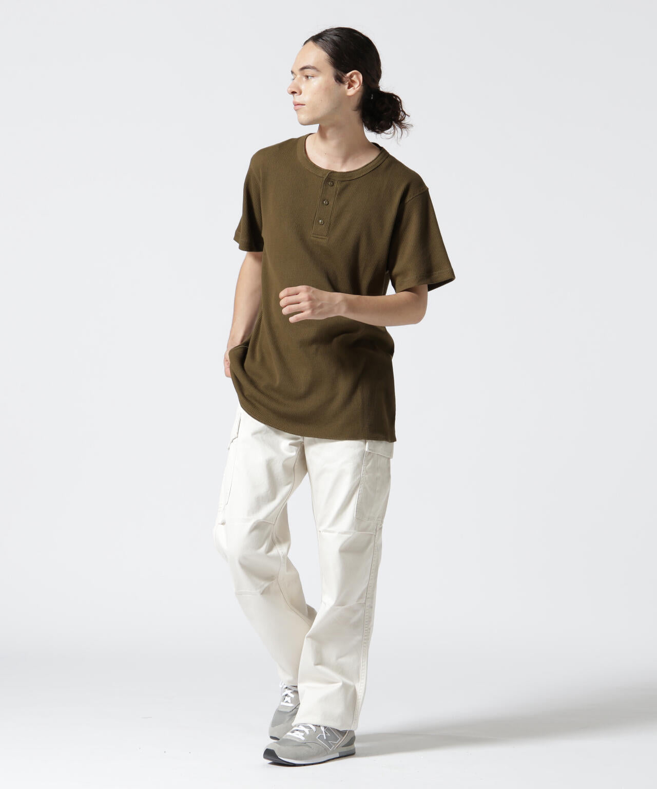 《DAILY/デイリー》THERMAL HENLEY NECK T-SHIRT