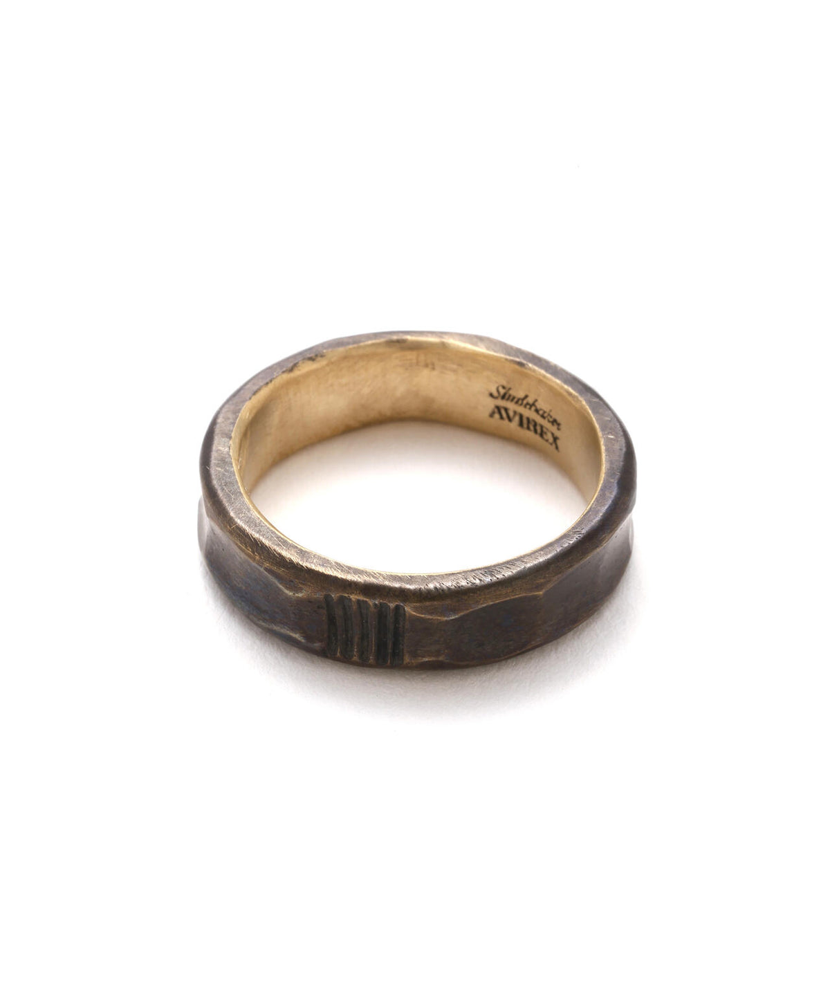 《AVIREX × STUDEBAKER METALS》TRENCH RING 5LINE ”BRASS PATINA”