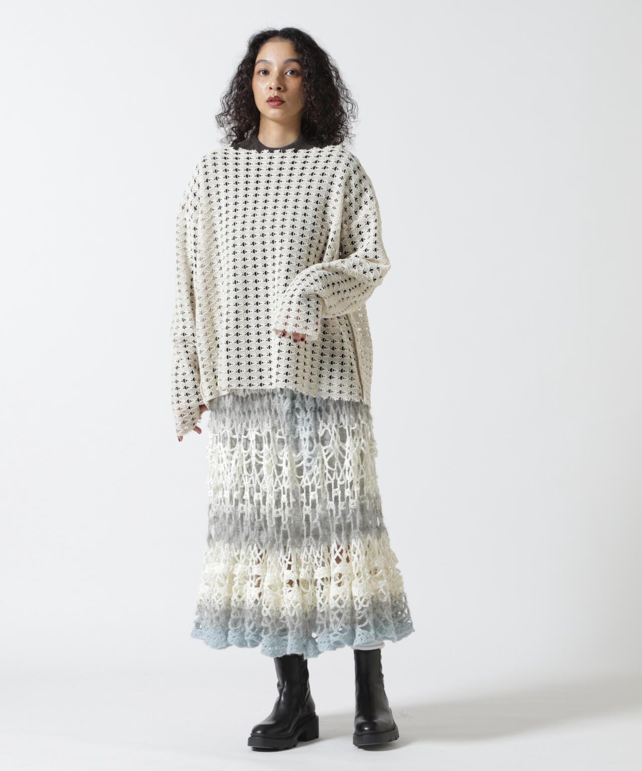 (un)decided/アンディサデッド/Distinctive Wave Knit Shirt