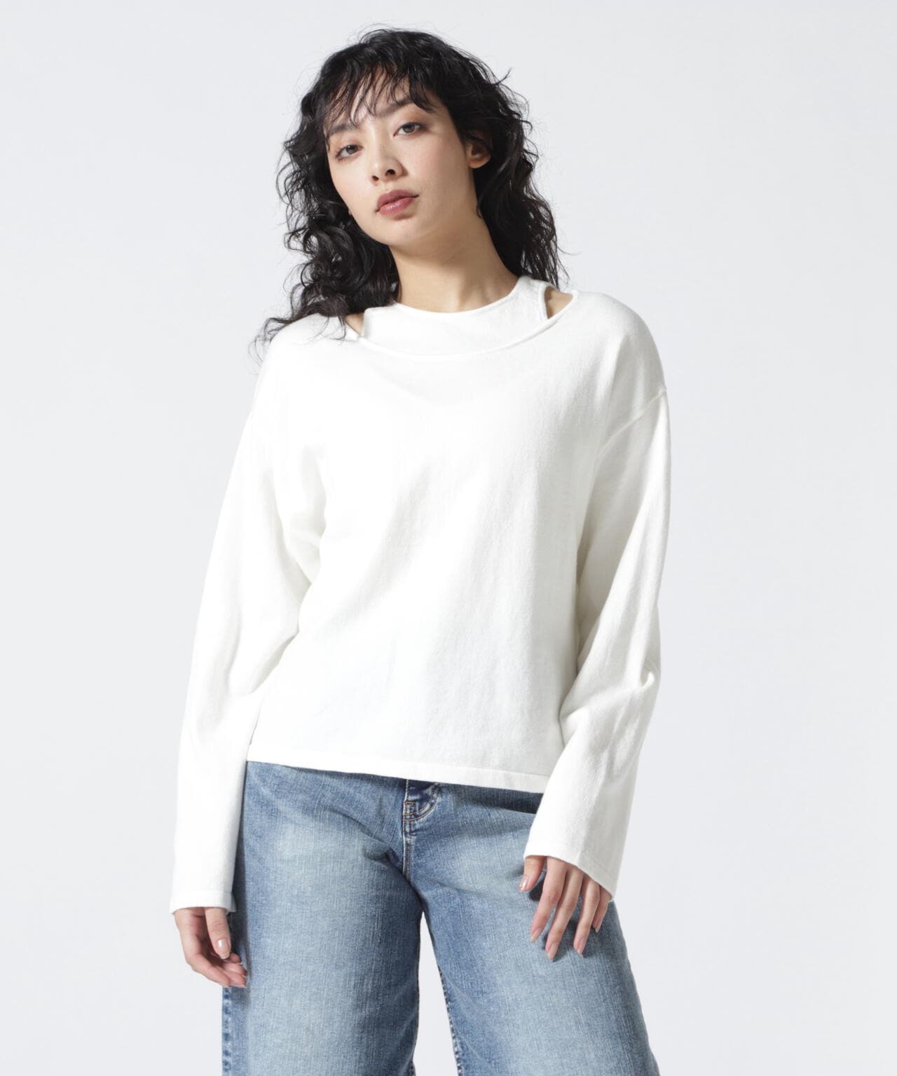 MANOF/マノフ/NECK LAYERED KNIT TOPS
