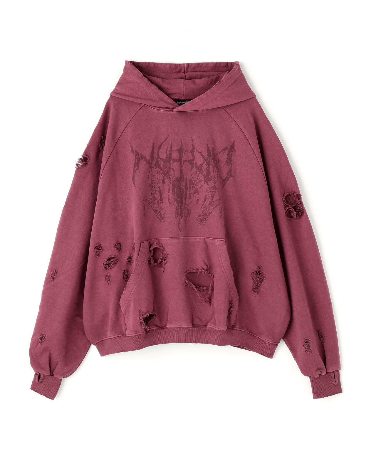 NOT4NERD/ノットフォーナード/DESTROYED PIGMENT GOAT PULLOVER HOODIE