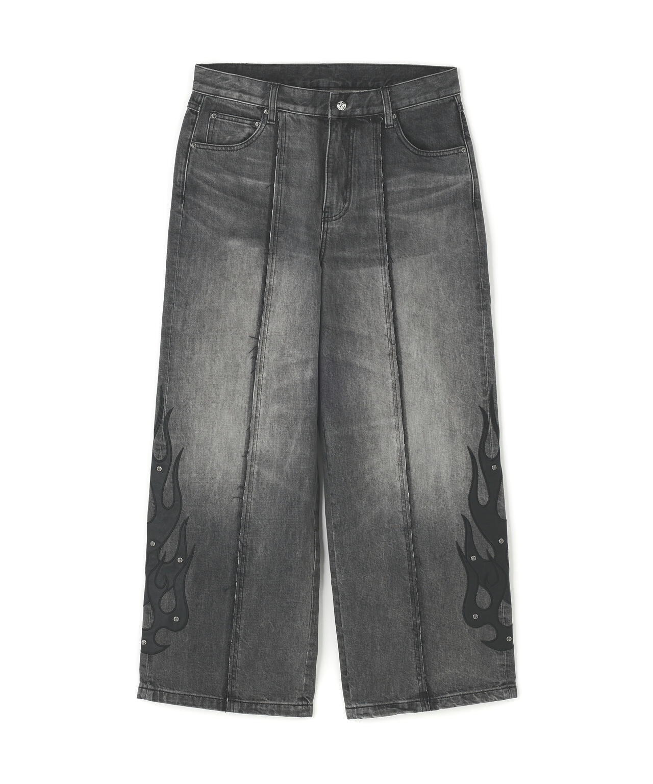 SUPPLIER/サプライヤー/Fire Tribal Leather Patch Baggy Denim